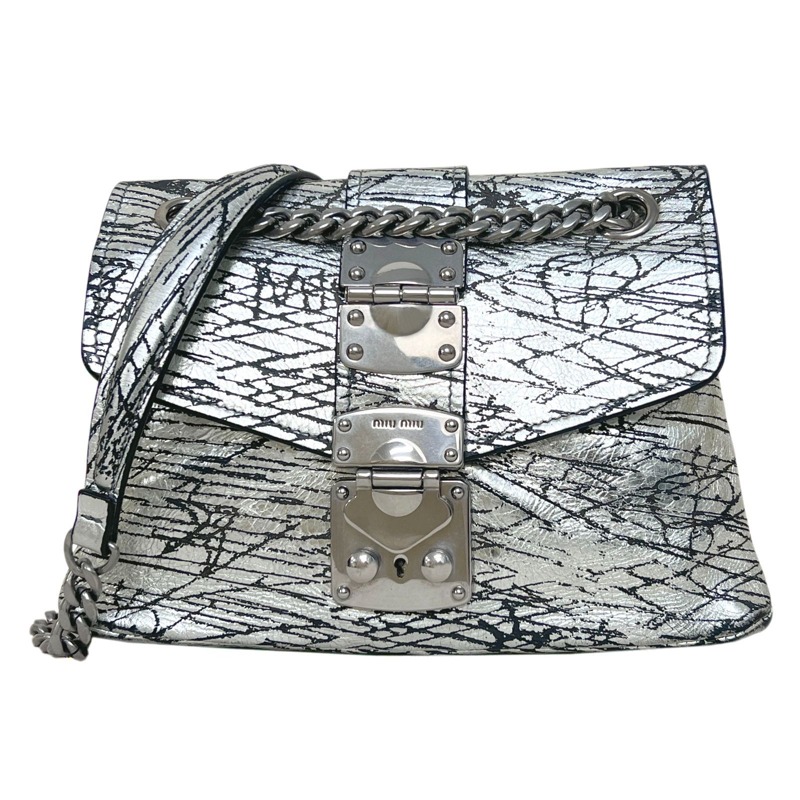 MIU MIU ミュウミュウ バッグ ゼブラ メタリック マドラス チェーン