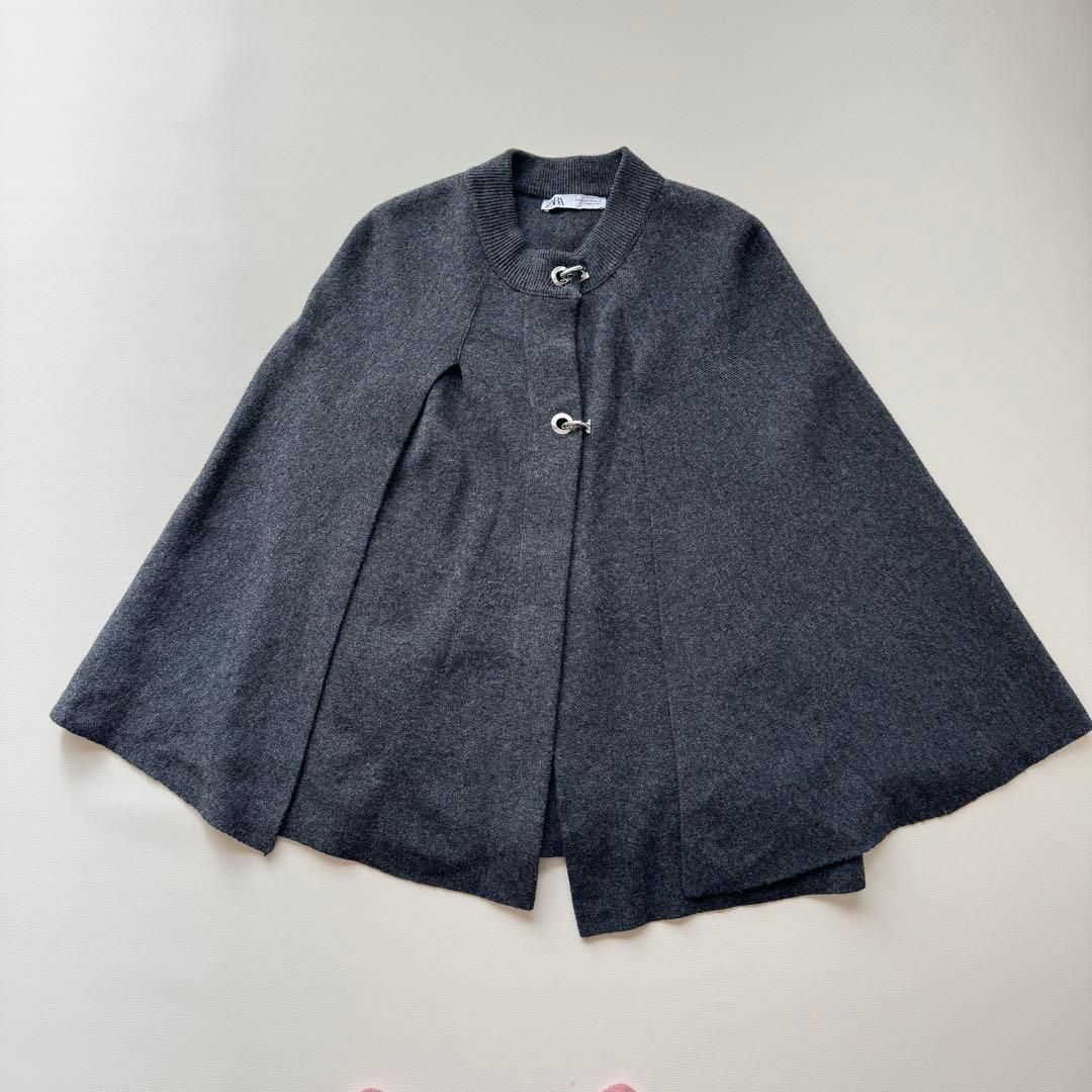 美品 ZARA ザラ ニットケープコート ポンチョ ケープ ショート丈
