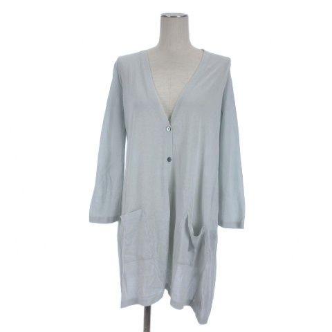 フォクシー FOXEY Vネック ロング カーディガン 薄手 シルク F ミント TC