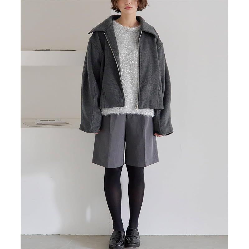 ティティベイト フェイクビーバー ショートブルゾン レディース チャコール