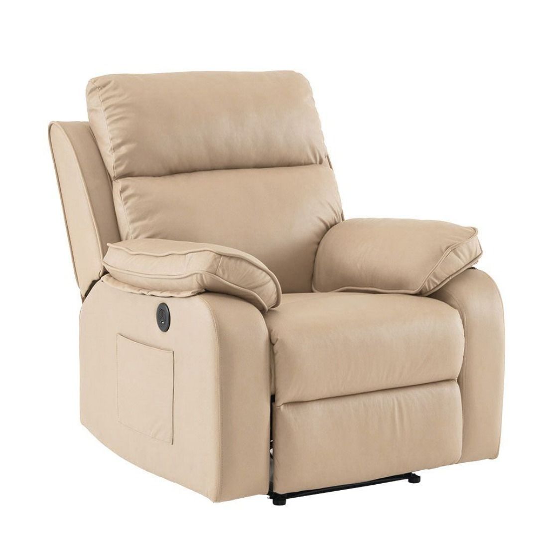 電動リクライニングソファ 一人掛け オットマン一体型 USBポート 省スペース設計 ハイタイプヘッドレスト シリコンフィル 背もたれ ウレタンフォーム 座面 フットレスト 高耐久テクノレザー お手入れ簡単 コード収納ポケット