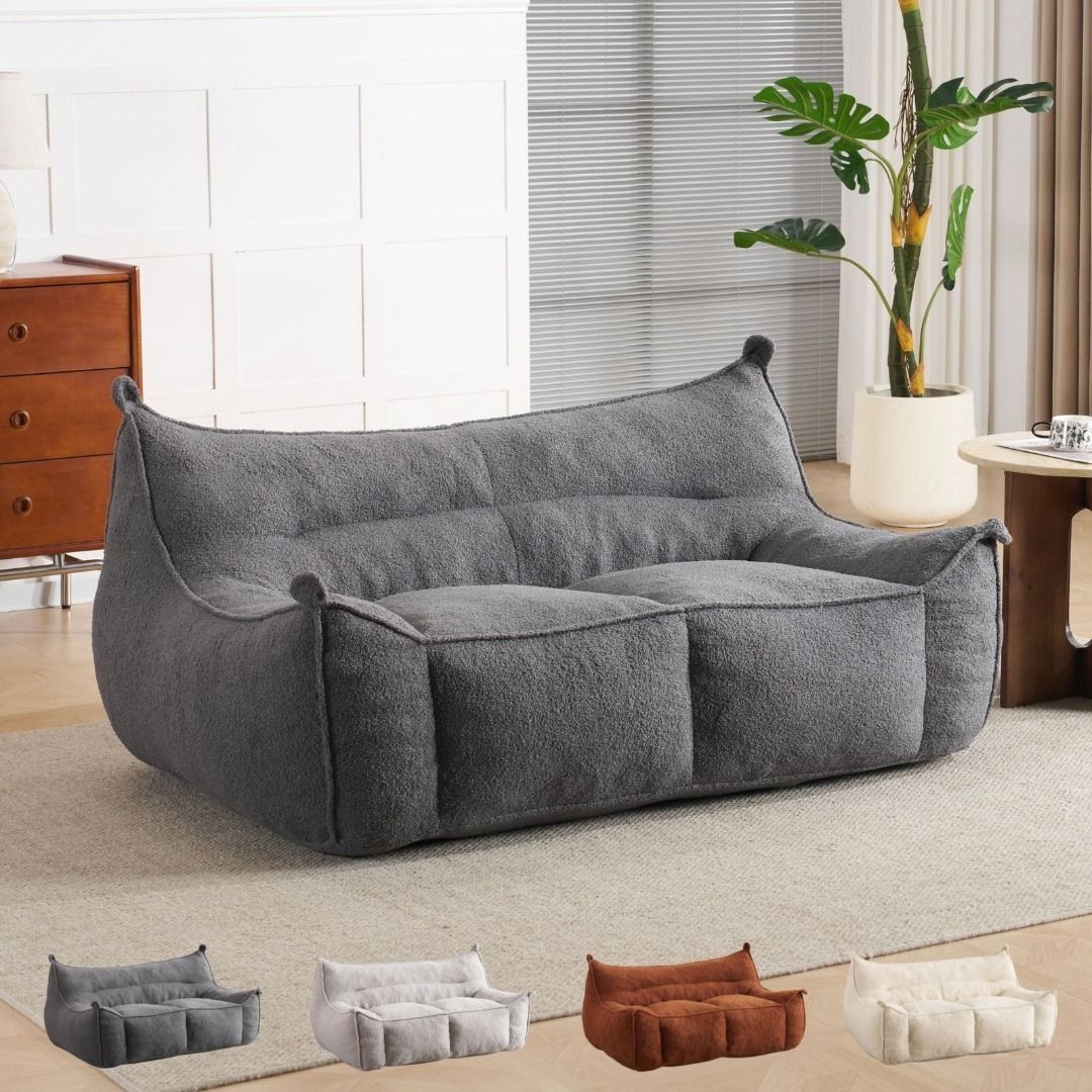 2人掛けソファ クッションソファ フロアソファ ベルベット素材 コンパクトデザイン 軽量 耐荷重150kg 安全滑り止めパッド 読書 テレビゲーム 昼寝用 圧縮梱包 160cm 幅99cm シングルソファ 組み合わせ インテリア