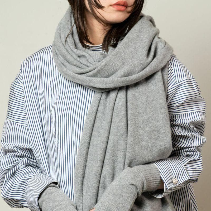 美品 ASAUCE MELER アソースメレ ミドルゲージ カシミヤニットストール