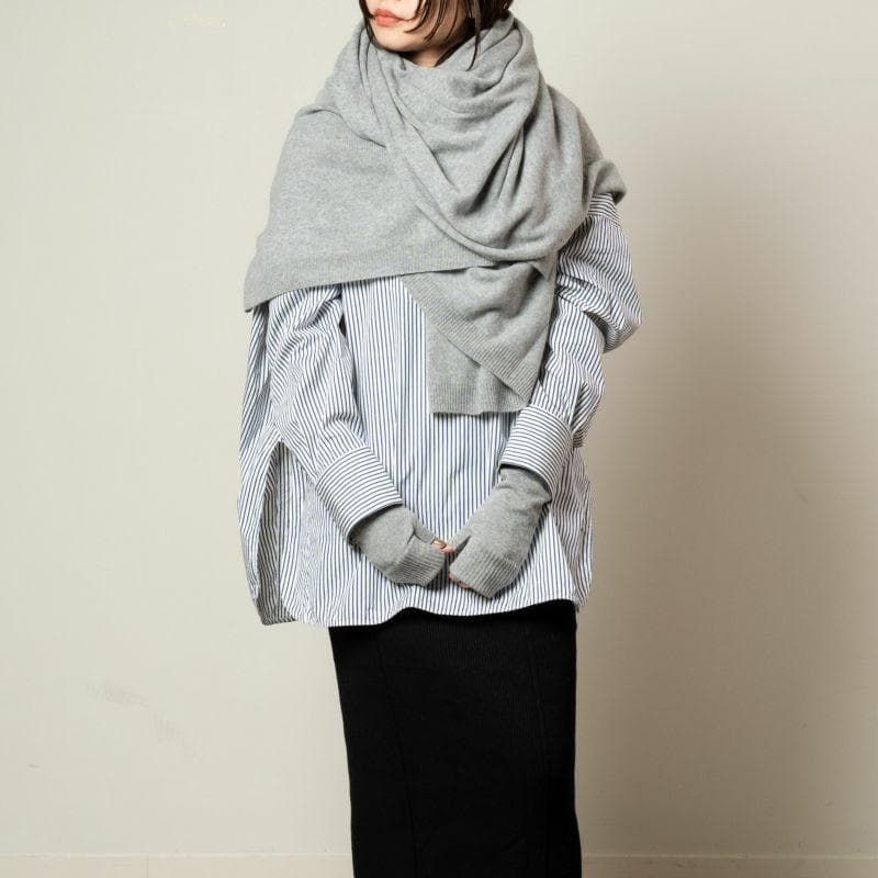 美品 ASAUCE MELER アソースメレ ミドルゲージ カシミヤニットストール