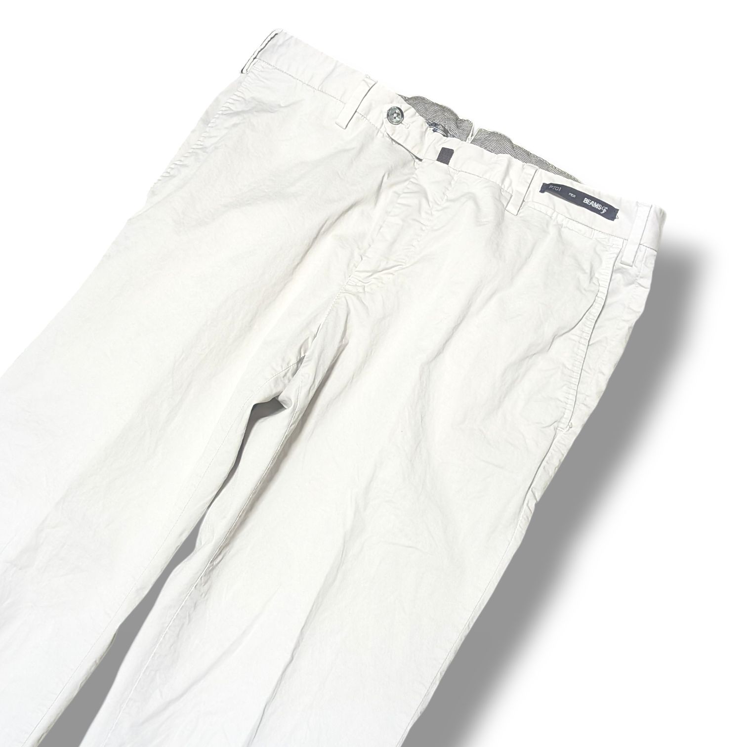 PT01 × BEAMS F スラックス EVO FIT ストレッチ 白パン オフホワイト