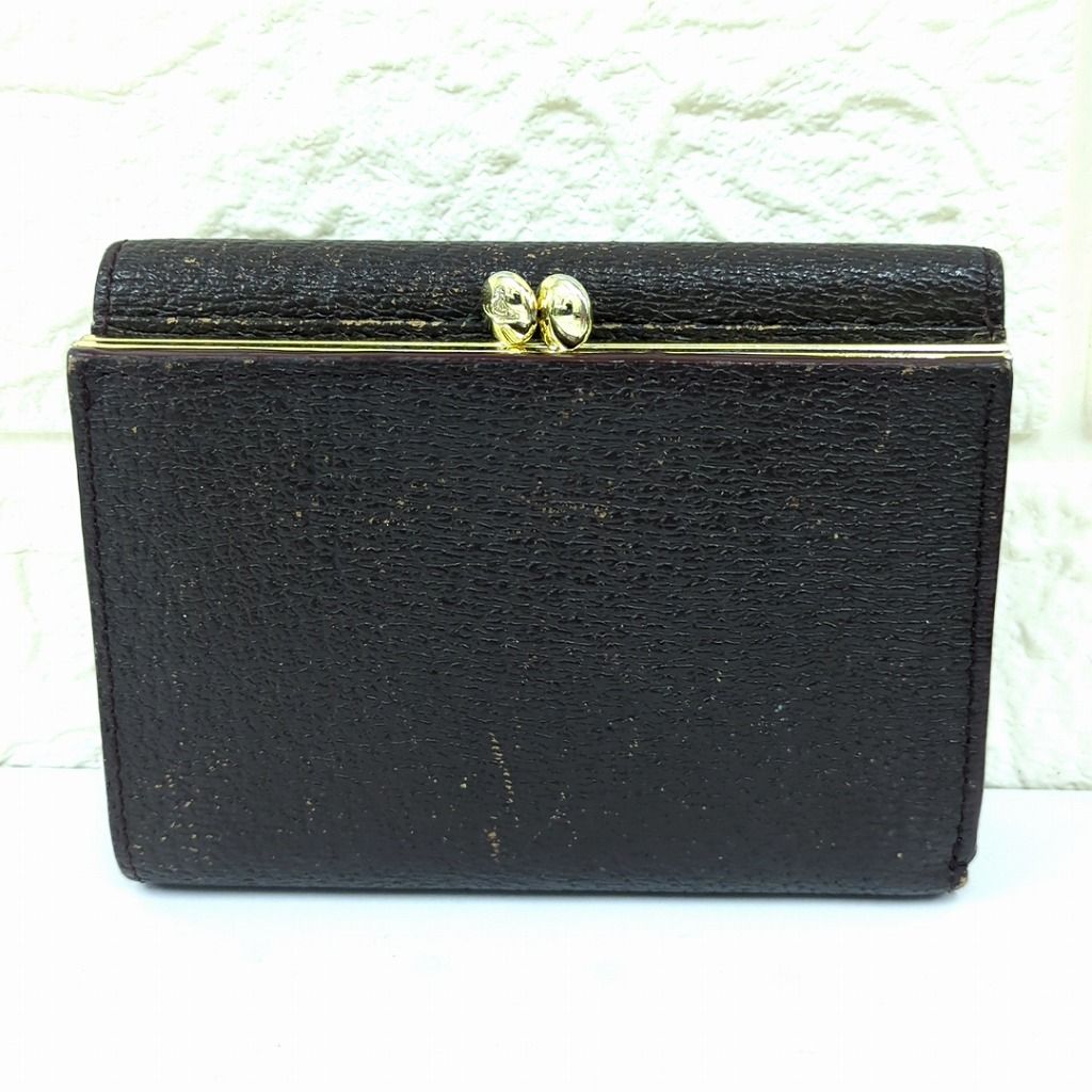 ヴィヴィアン ウエストウッド 三つ折り財布 ブラウン かま口ポケット 牛革