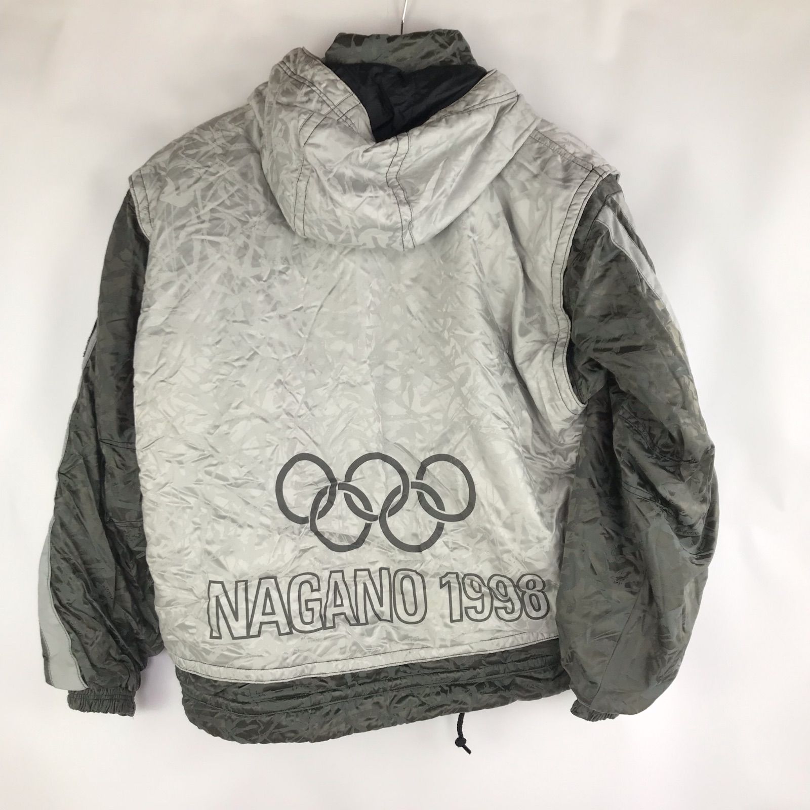 希少 MIZUNO 長野オリンピック ナイロンジャンパー メンズ L グレー