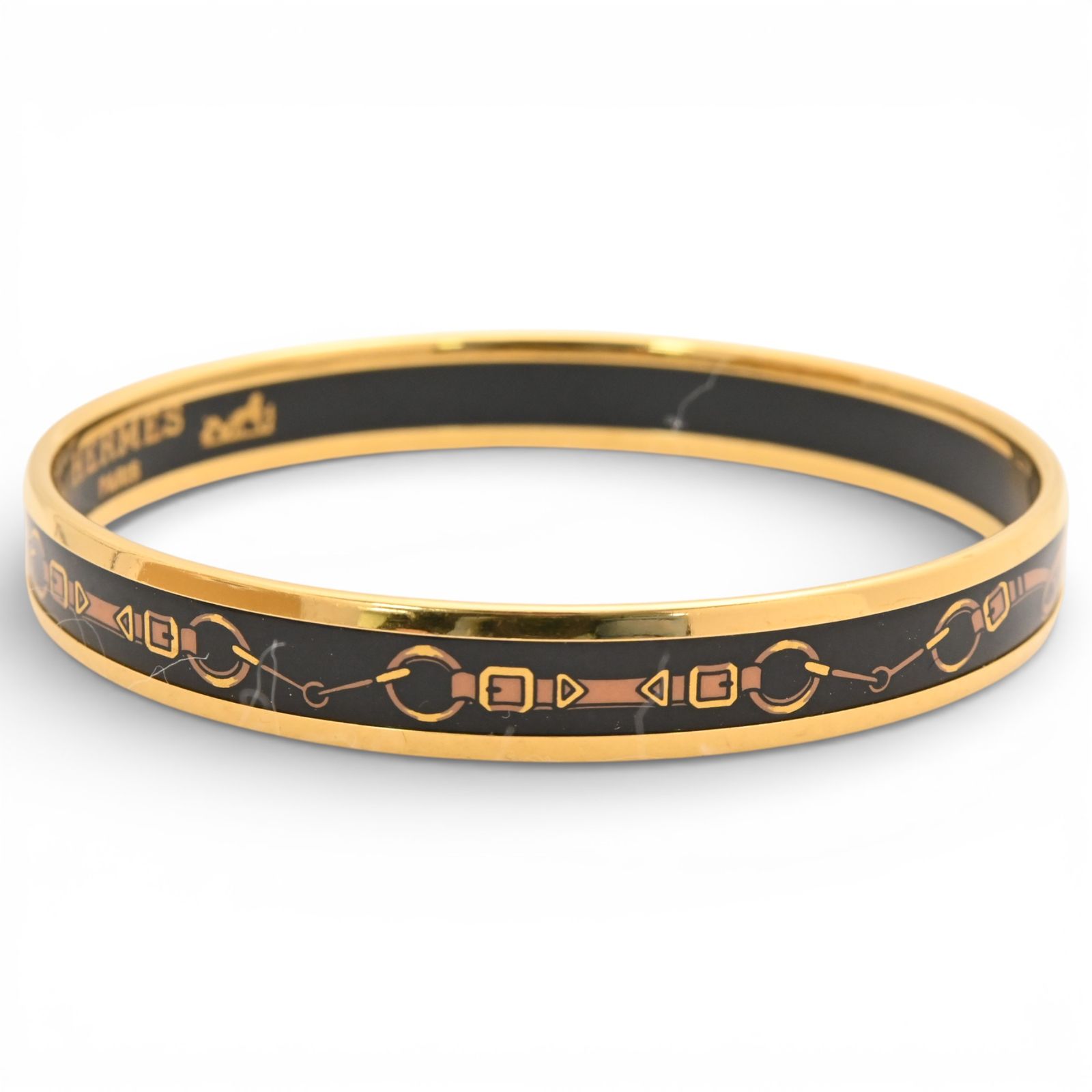 エルメス エマイユ バングル 馬具モチーフ 七宝焼き Bランク he2323cd