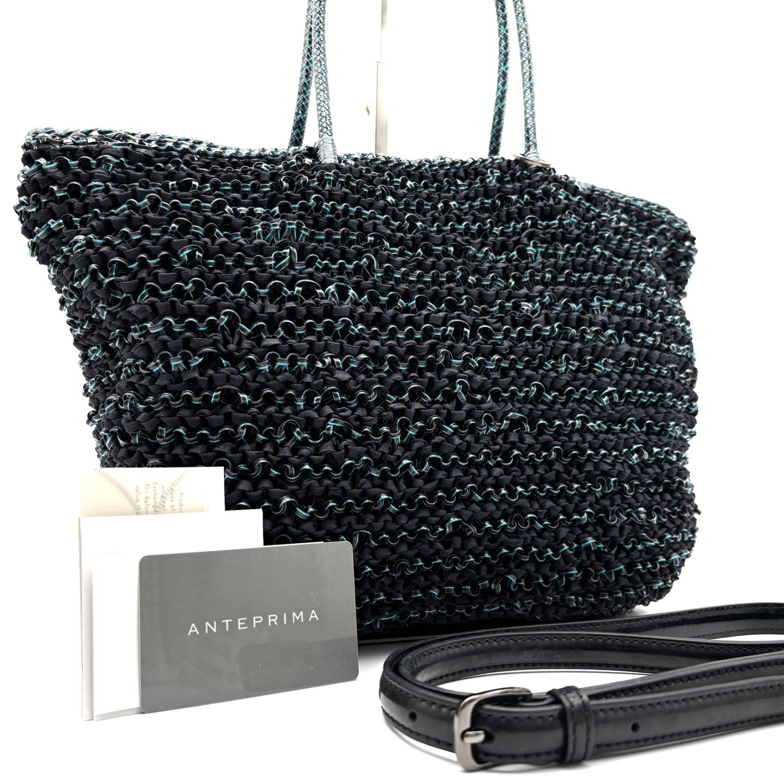 アンテプリマ 2 way トートバッグ ショルダーバッグ ワイヤー A 4 肩掛け可 ネイビー レディース 斜め掛け ラメ