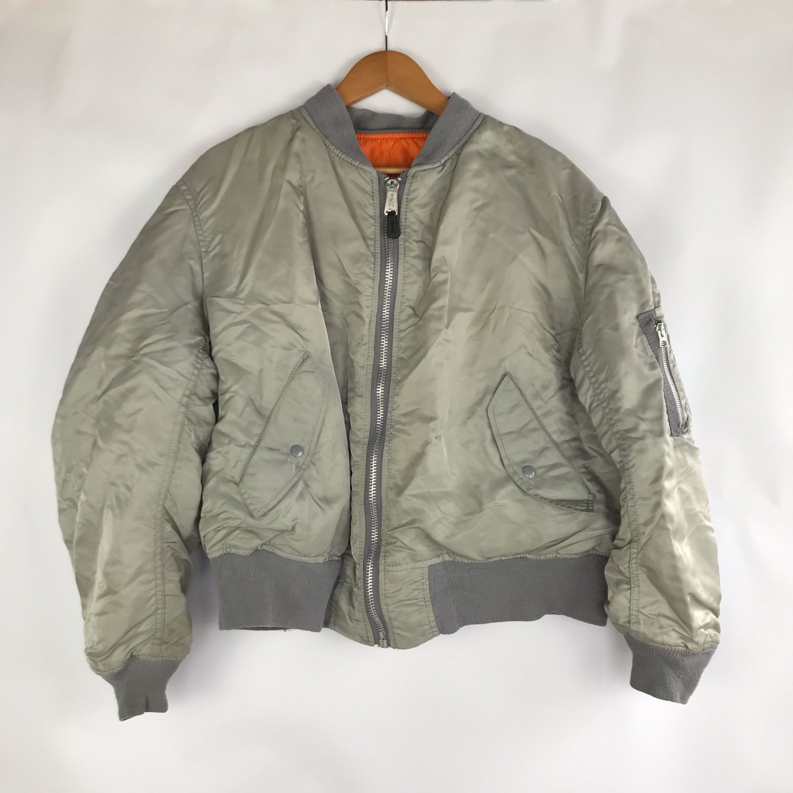 90s USA製 ALPHA INDUSTRIES MA-1フライトジャケット メンズ XL グレー