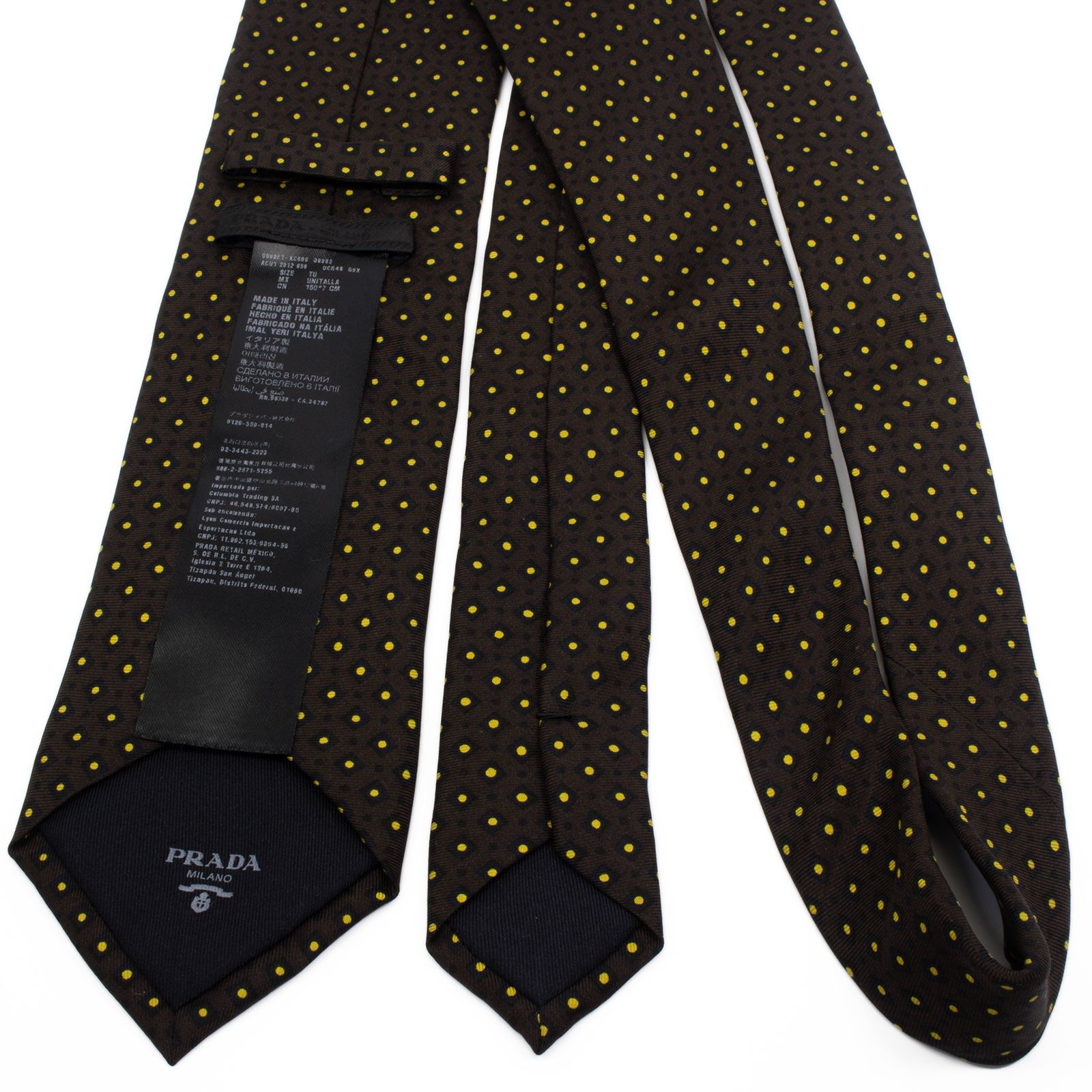 PRADA シルク ネクタイ 黒とブラウン 送料無料 プラダ ネクタイ レギュラータイ プリントタイ メンズ