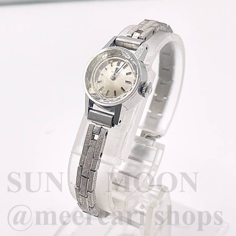 稼働 OMEGA オメガ 手巻き腕時計 カットガラス レディース シルバー