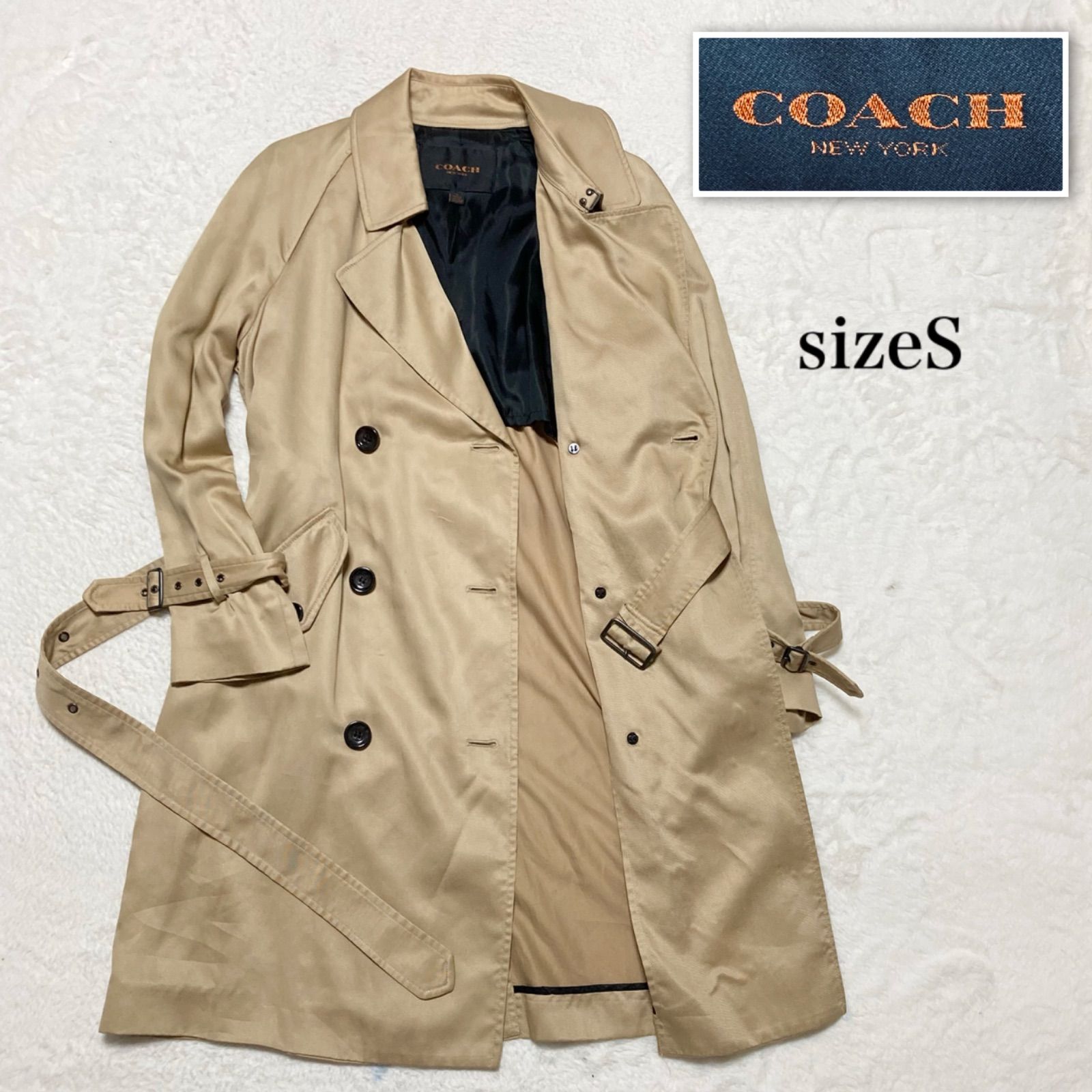 □美品□COACH コーチ ダブルトレンチコート スプリングコート ロング