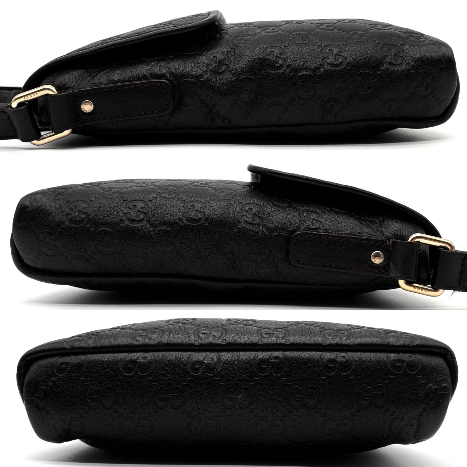 美品・正規品 GUCCI グッチ ショルダーバッグ GG シマレザー フラップ