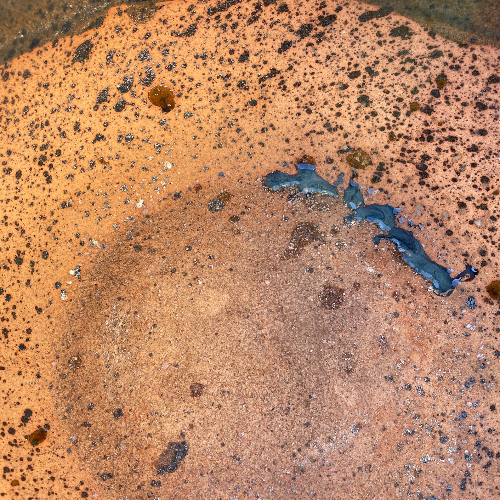 昭和レトロ 陶器製 海鼠釉 12角形 火鉢 メダカ鉢 38×28 - メルカリ