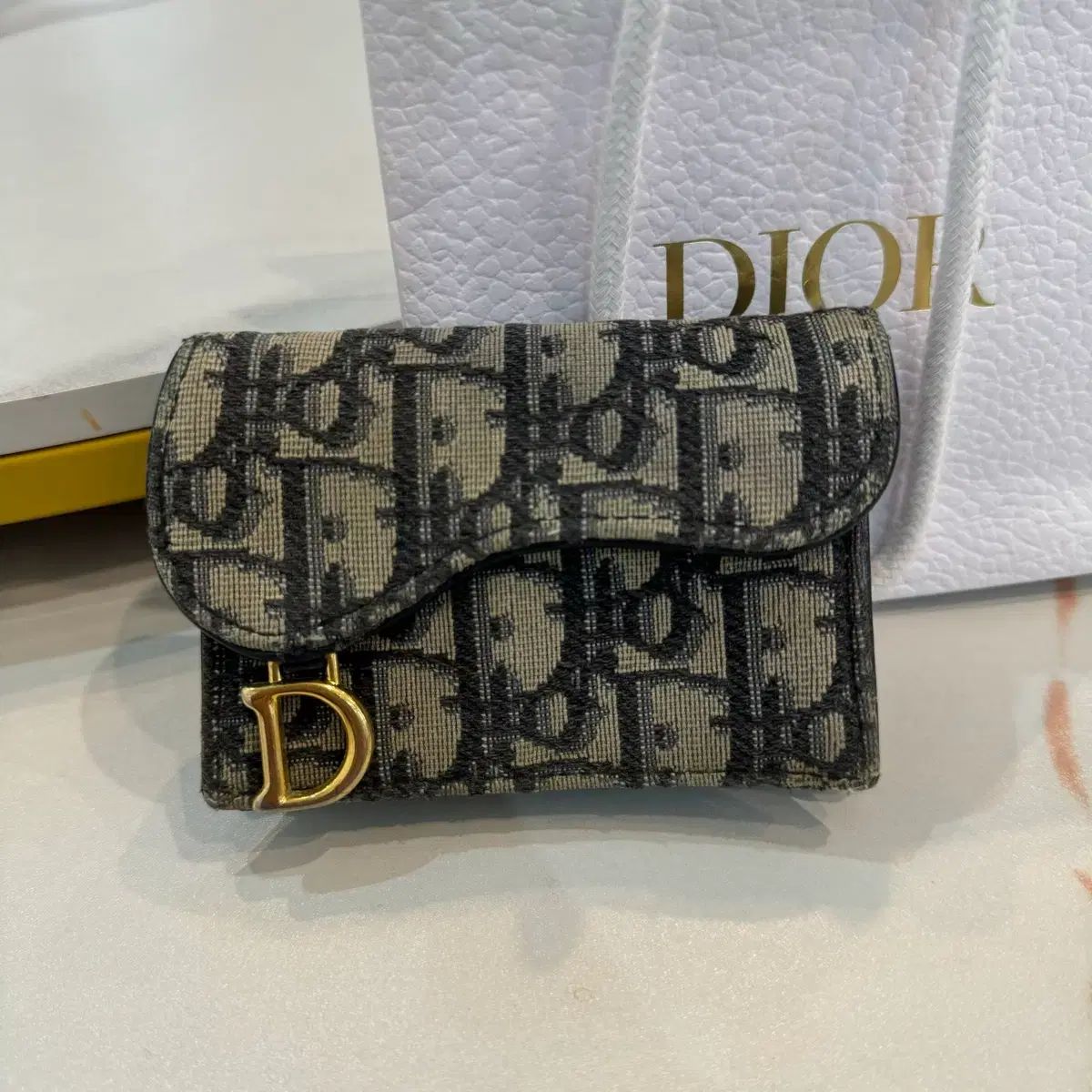 ディオール オブリーク サドル カードウォレット ベージュ