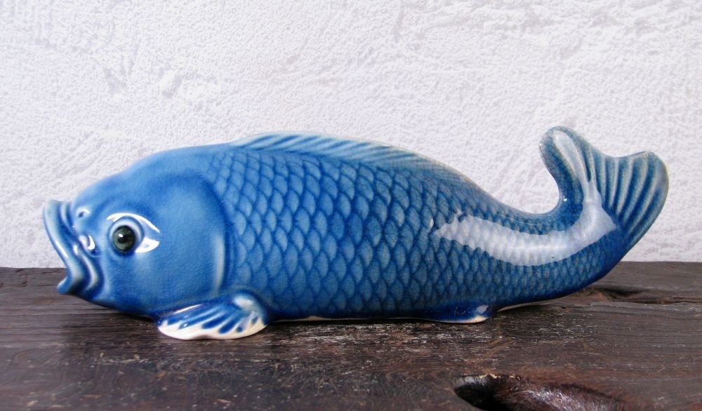 古伊万里 瑠璃釉 鯉形掛花入 江戸後期|26 a 019