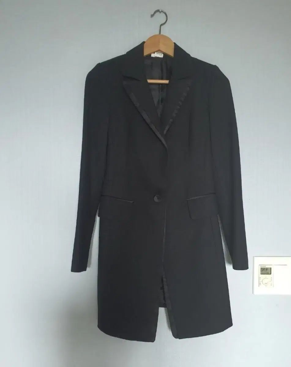 レディース 검정 ジャケット ロング丈
