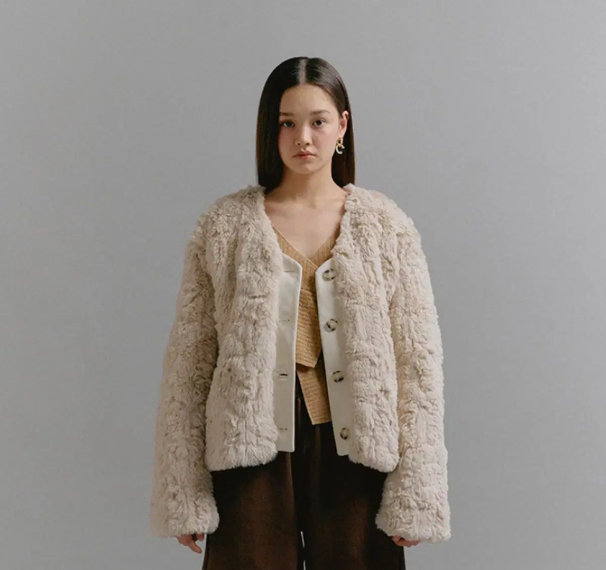 ソフトソウル ファージャケット アイボリー