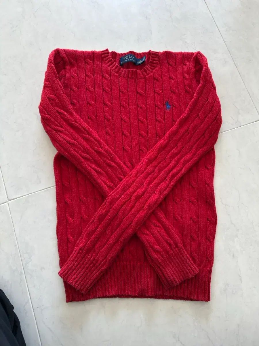  POLO RALPH LAUREN ケーブル ニット レッド S 長袖 ニット セーター