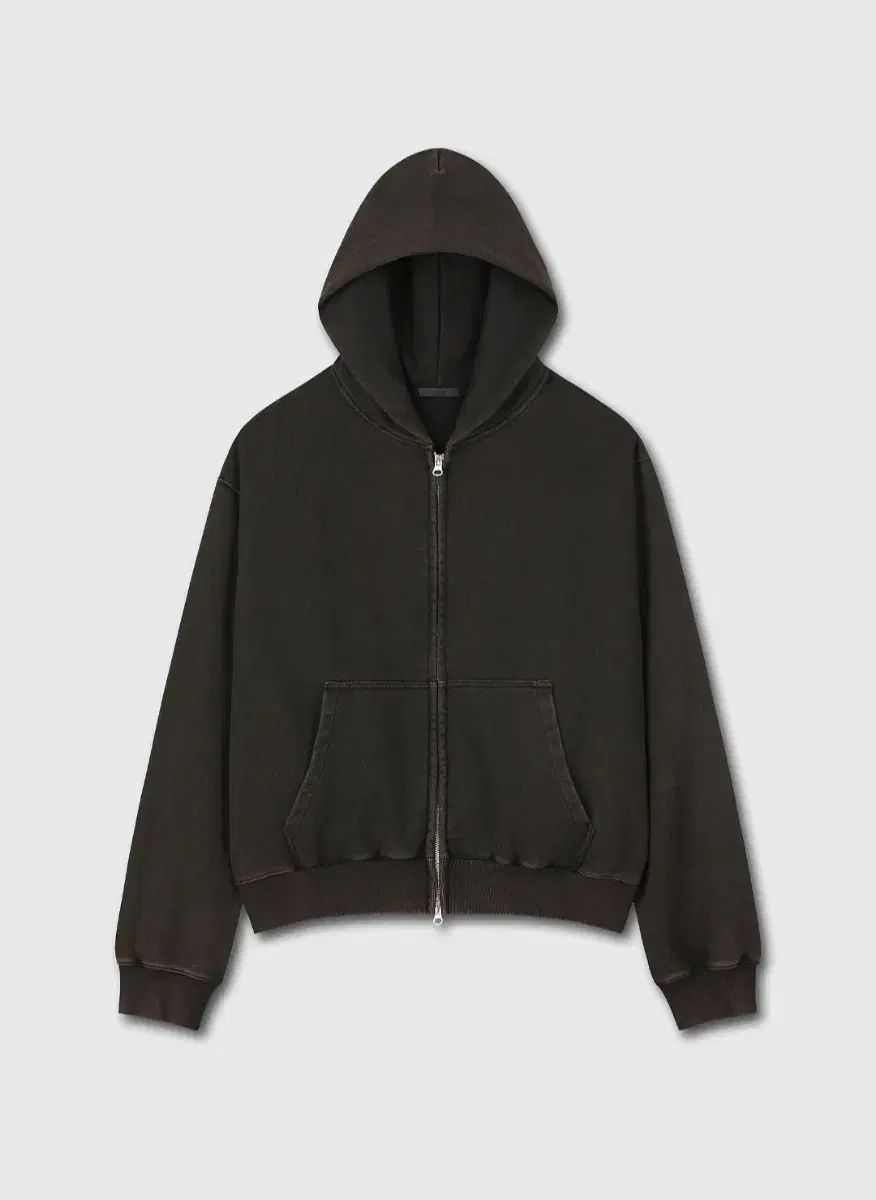 DIVE IN ウォッシュド クロップド フード ジップアップ ブラック