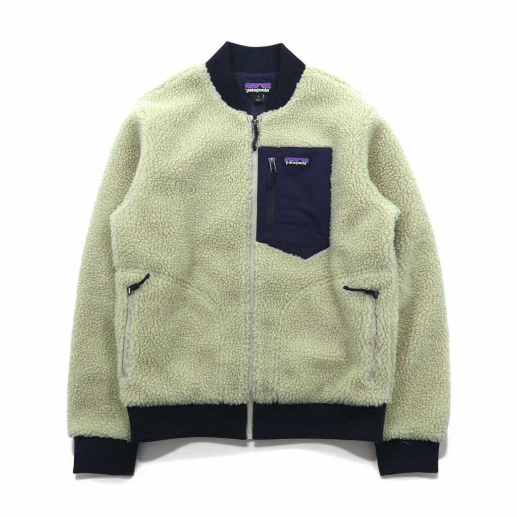 Patagonia レトロX ボマージャケット Retro X Bomber Jkt ボア フリースジャケット S ナチュラル × ネイビー 22830