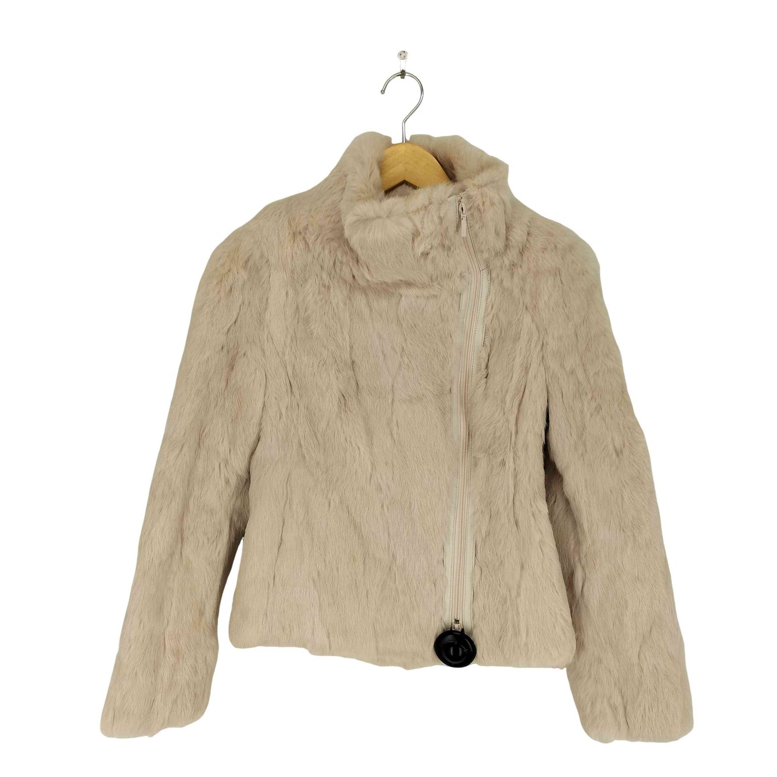 ユーズドフルギ 古着 prideglide rabbit fur ラビットファーダブルライダースジャケット レディース 36