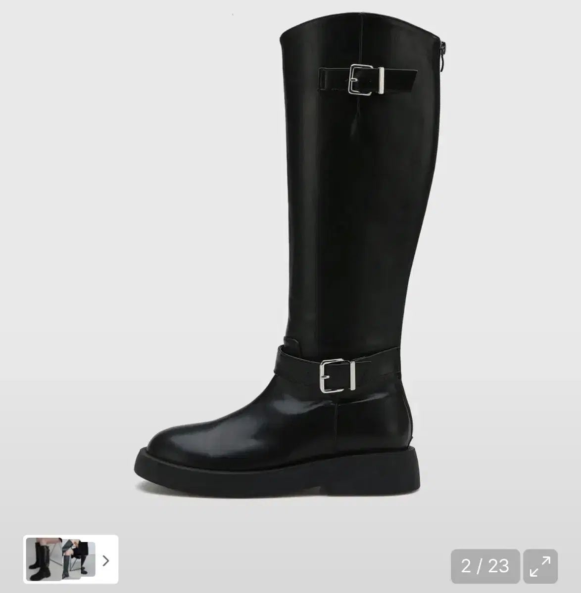 ソルトアンドチョコレート ラウンド トゥー ライダー フラット ロングブーツ