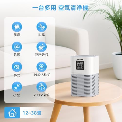 VEWIOR 空気清浄機 小型 令和7年秋新モード 静音 12~38畳 花粉対策 軽量 卓上 アロマ対応 HEPAフィルター 4段階風速 6級タイマー機能 PSE-METI認定済み ペット消臭 集塵除菌 ハウスダスト アレルギー 419 c 1363
