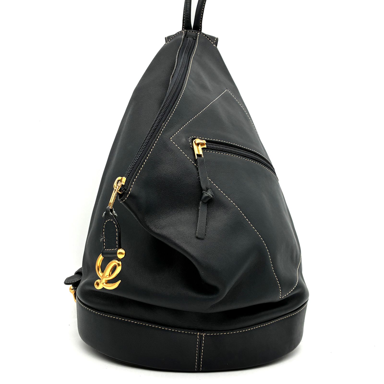 LOEWE ロエベ アントン 2 way リュック バッグパック レザー ショルダー可 アナグラム 軽量 大容量 ネイビー