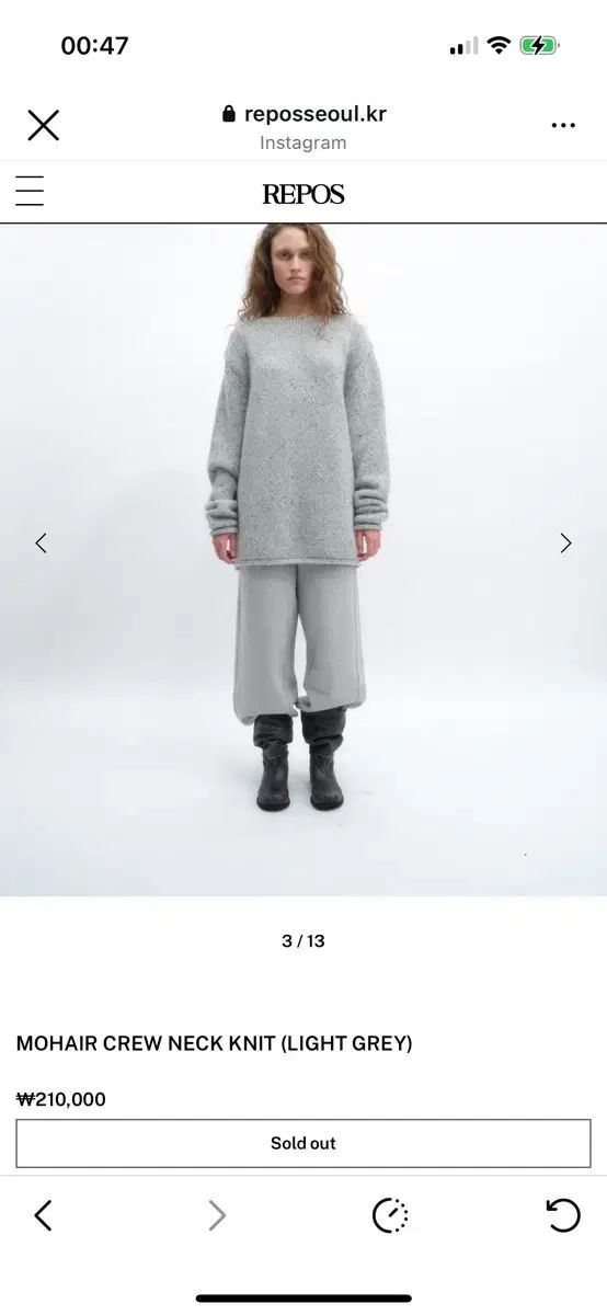 リーフォース Mohair Crew Neck Knit