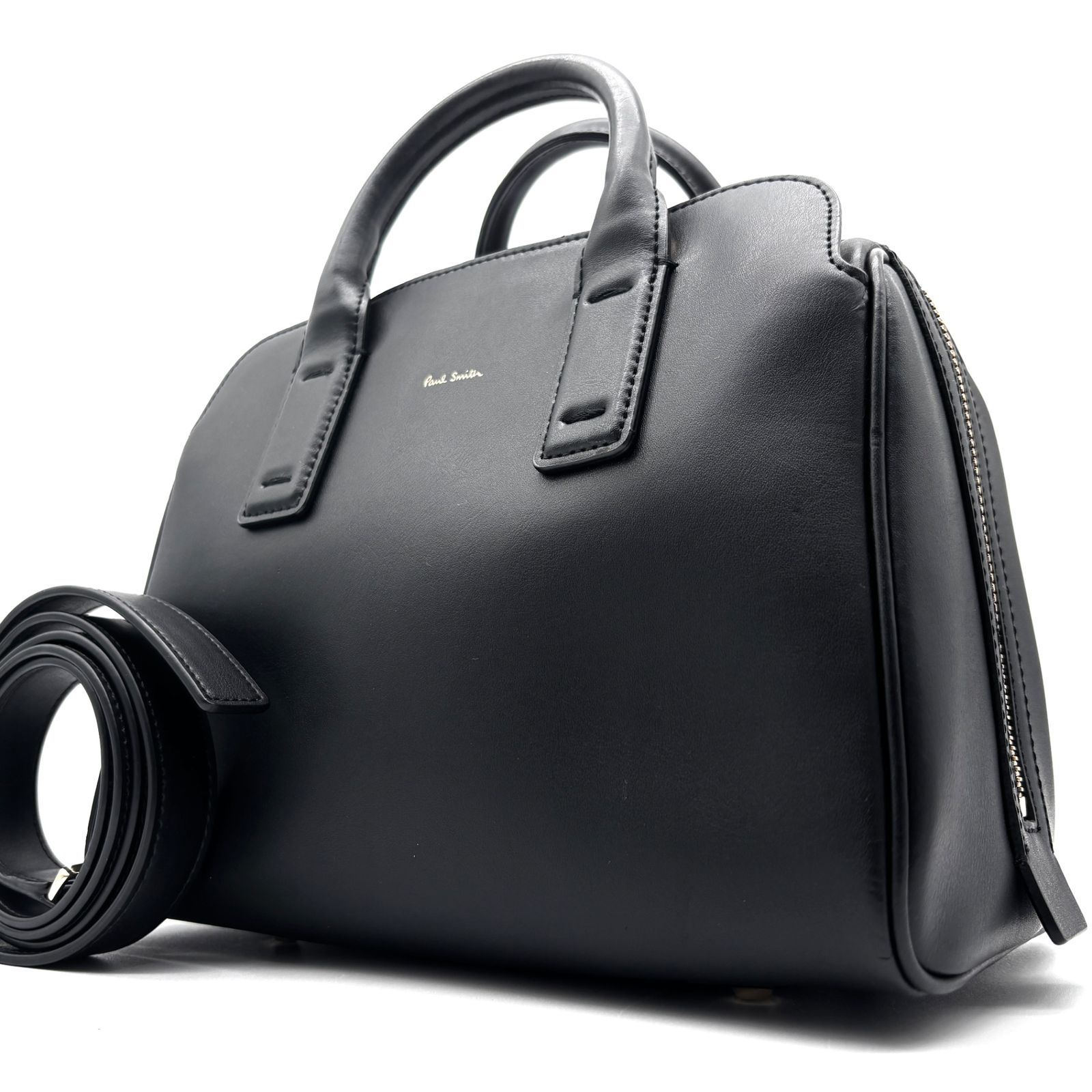 Paul Smith ポールスミス ショルダーバッグ ハンドバッグ 2 way レディース レザー 本革 マルチストライプ ブラック ロゴプリント 自立