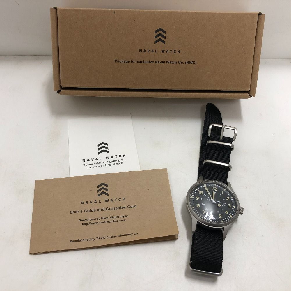 02 w 22190 NAVAL WATCH ナバルウォッチ 米軍ミリタリーウォッチ クオーツ時計 ブラック 中国製 メンズ 箱あり 腕時計 MIL-W-46374 B 品
