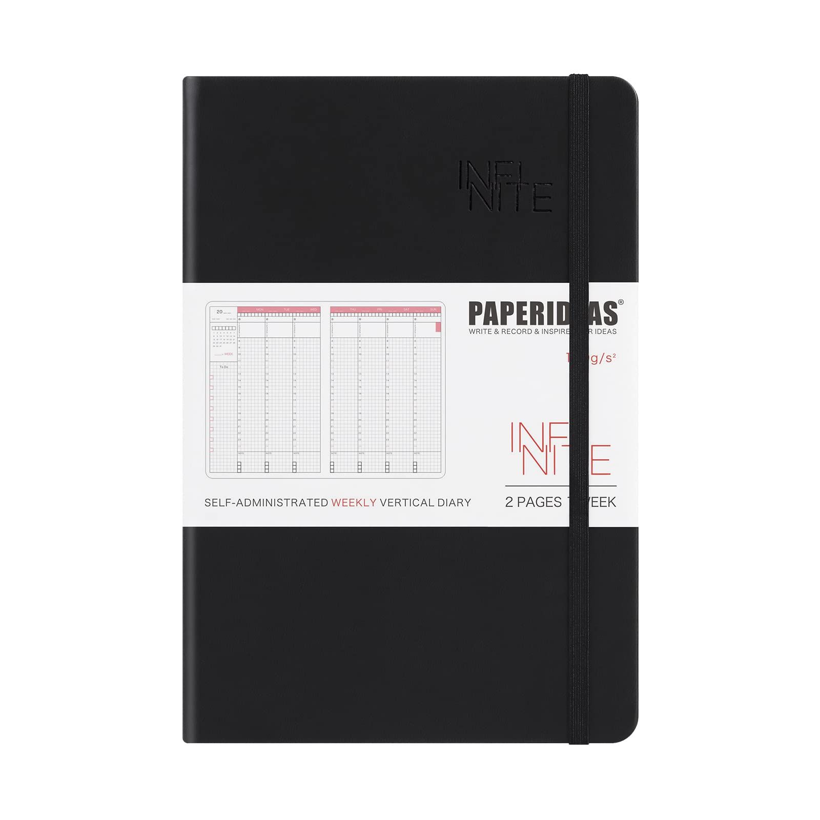 PAPERIDEAS 新型自分管理手帳 DIY自己記入式 週間バーチカルタイプ INFINITE A ハードカバー ブラック