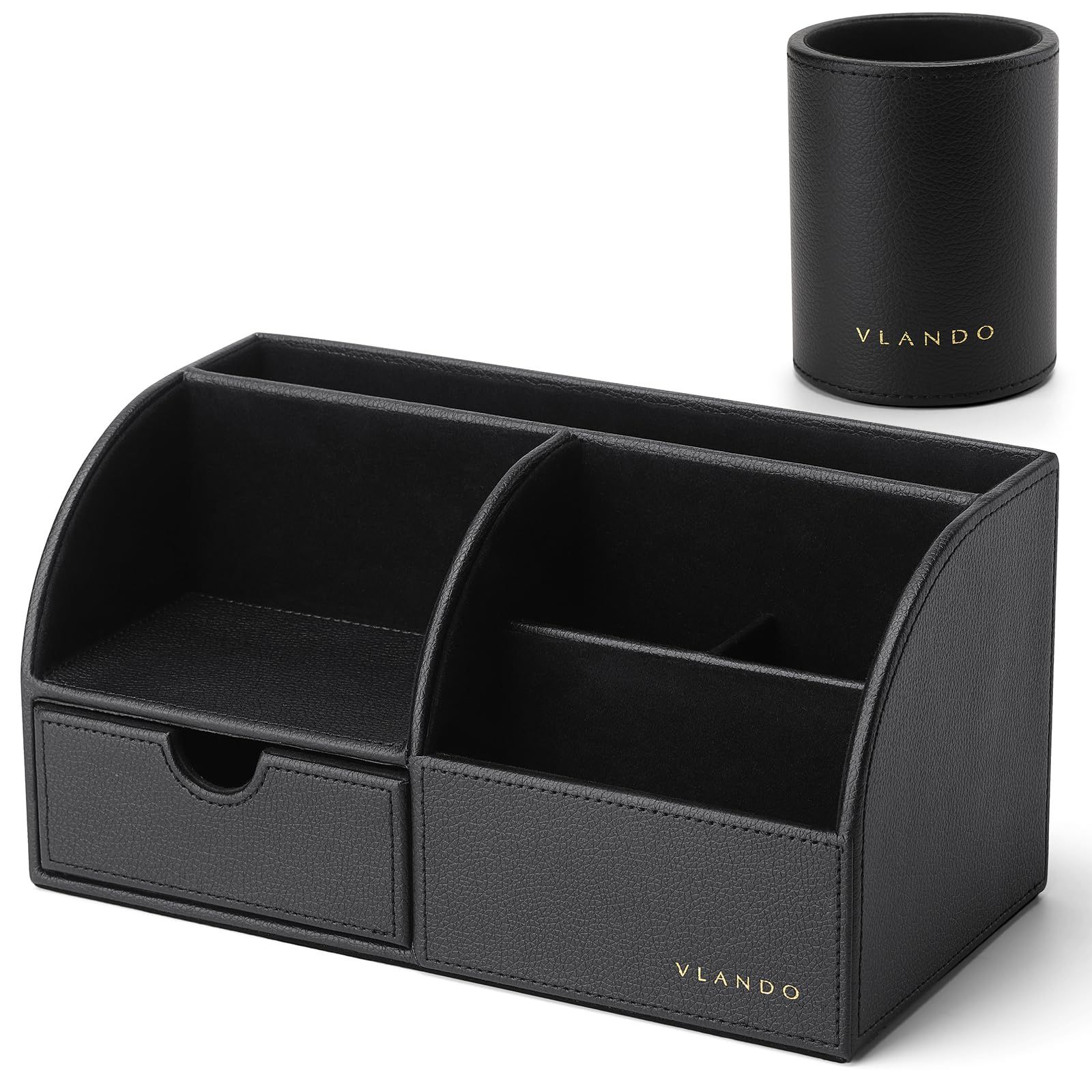 Vlando ペンホルダー リモコンホルダー デスクオーガナイザー モニタースタンド ブラック