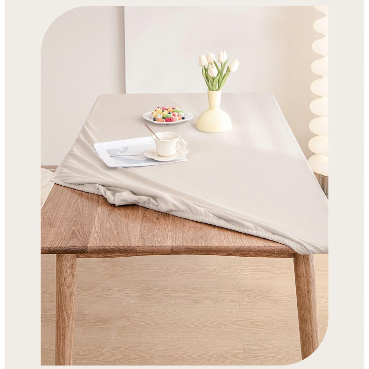  テーブルカバー テーブルクロス PU 無地 おしゃれ 北欧 防水 防油 汚れ防止 食卓 シンプル テーブル カバー 伸縮性 清潔 ライトブラウン 80 X 140 cm エプロン エプロン 三角巾