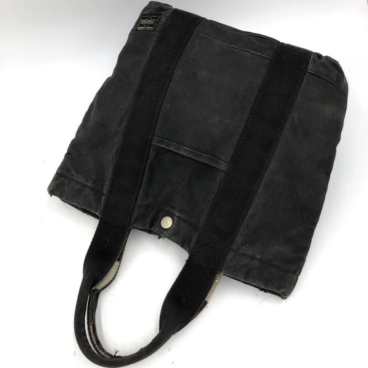 美品PORTER黒いキャンバス トートバッグ ロゴ付き ポーター PORTER トートバッグ キャンバス ブラック 黒 コットン 鞄