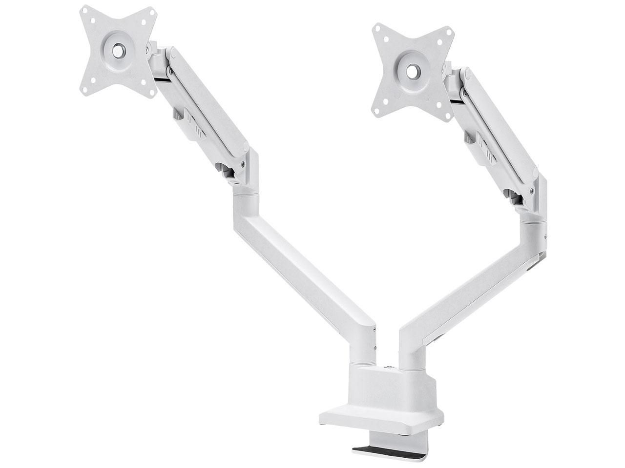 サンワサプライ モニターアーム デュアル ガススプリング式 薄型ショートクランプ ホワイト CR-