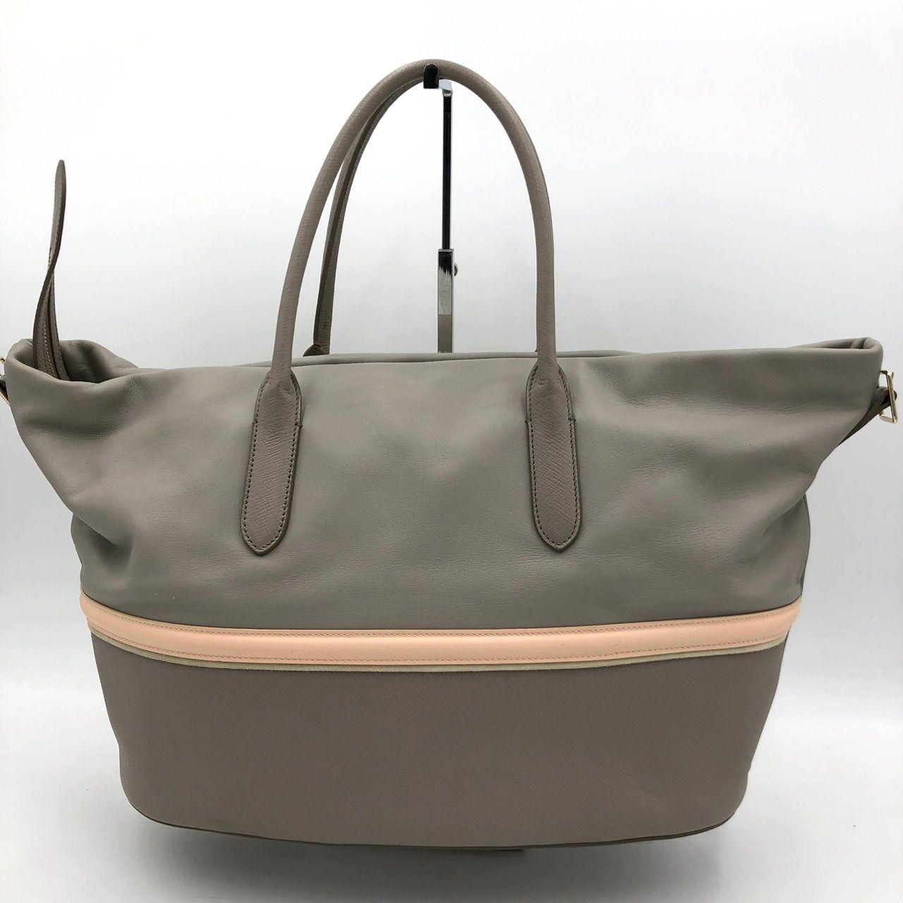 スマイソン SMYTHSON トートバッグ サフィアーノ大容量 ポーチ付き SMYTHSON スマイソン トートバッグ レザー グレー A4収納 大容量