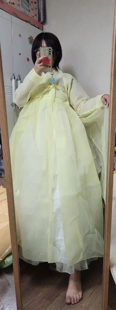 ユンラ ハン HAN チマチョゴリ レモン色 カラー スカート セット