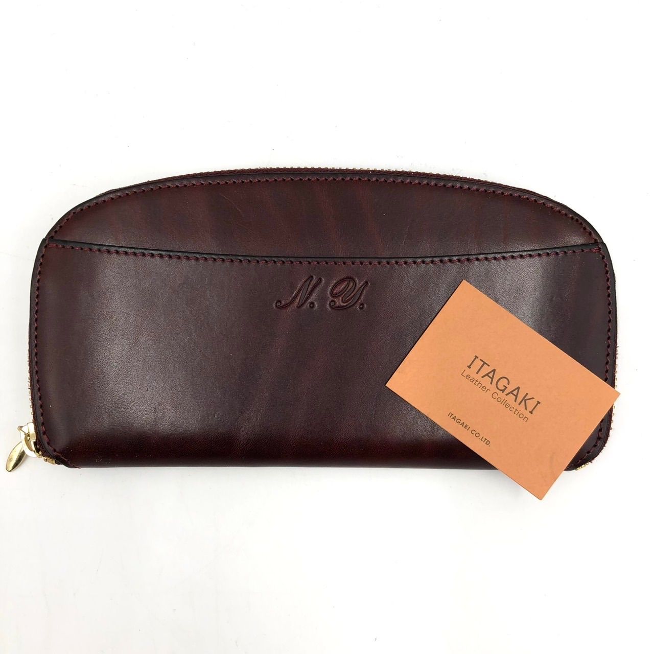 イタガキ ITAGAKI 鞍 L字ファスナー 長財布 ボルドー レザー 本革