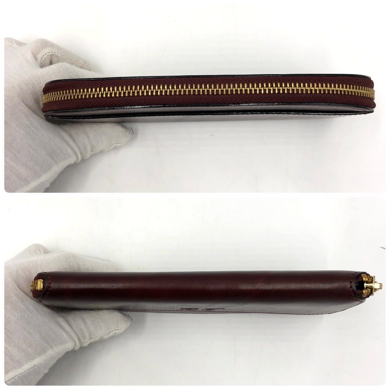 イタガキ ITAGAKI 鞍 L字ファスナー 長財布 ボルドー レザー 本革