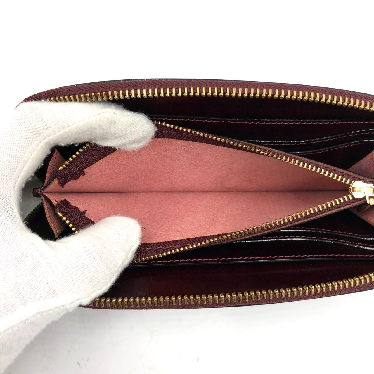 イタガキ ITAGAKI 鞍 L字ファスナー 長財布 ボルドー レザー 本革