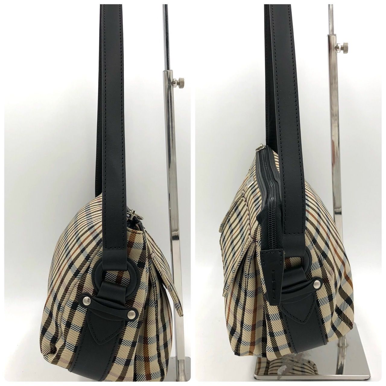 美品】DAKS ダックス ハンドバッグ チェック柄 ベージュ ブラウン 