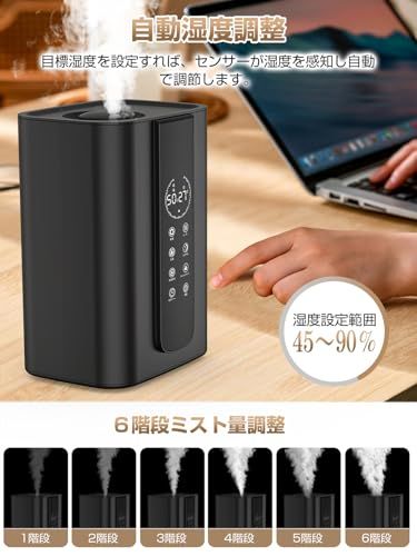 改良モデル 知能恒湿 加湿器 ハイブリッド式 大容量 5 L分離式水タンク 上部給水 超音波式 アロマオイル対応 自動湿度コントロール 空焚き防止 省エネ 6段階加湿 切タイマー 乾燥対策 花粉症対策 PSE認証済み ebfd 28 e 9