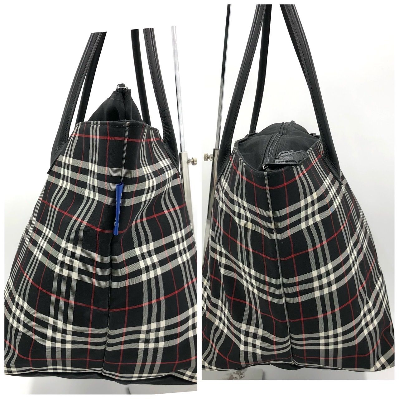 バーバリーズ ブルーレーベル トートバッグ ノバチェック 黒 肩掛け A4