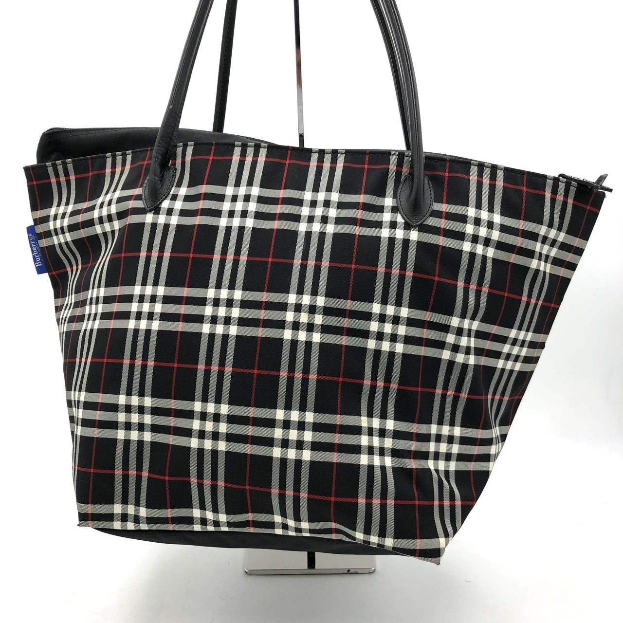 バーバリーブラックレーベル　トートバック　レザー　ノバチェック　ウール　A4 バーバリーズ ブルーレーベル トートバッグ ノバチェック 黒 肩掛け A4