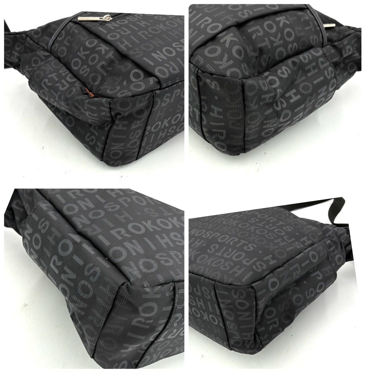 美品】ヒロココシノ HIROKO KOSHINO ショルダーバッグ 黒 ロゴ 総柄