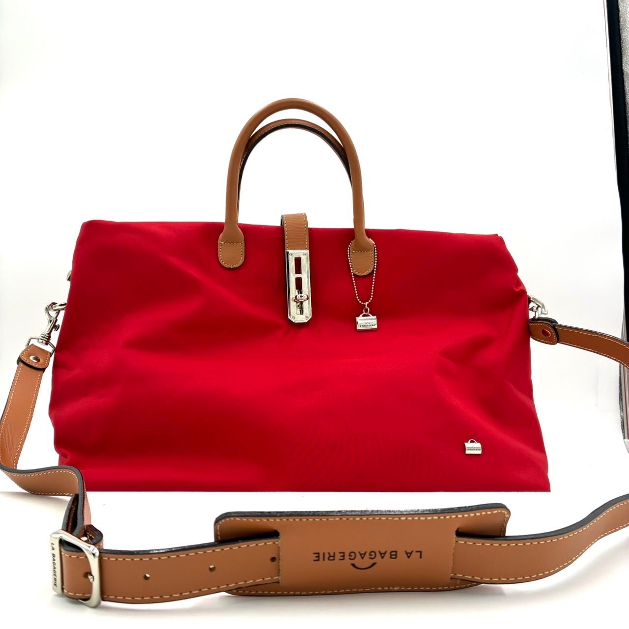 LA BAGAGERIE ラバガジェリー ボストンバッグ 赤 ナイロン レザー 大