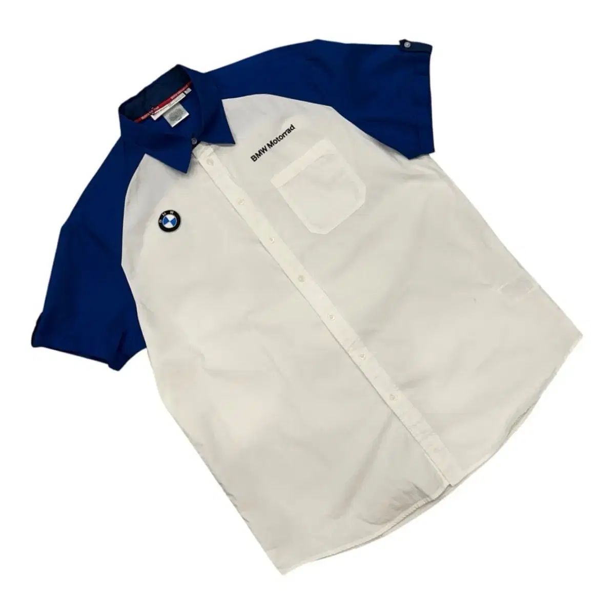 L BMW ビームダブルユー 2014 ラグラン 半袖 シャツ ブルー 白